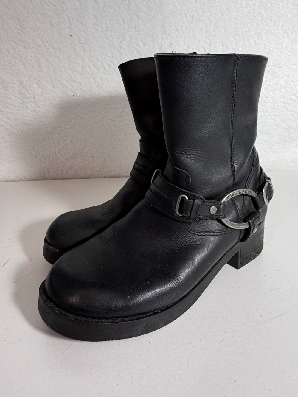 Harley-Davidson Christa D85298 Leather Harness Moto Boots Black Women 8